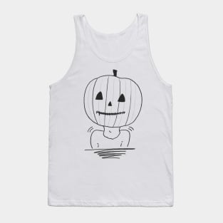 Mr. Pumpkin Aesthetic Halloween Black & White Simple Art Logo Tank Top